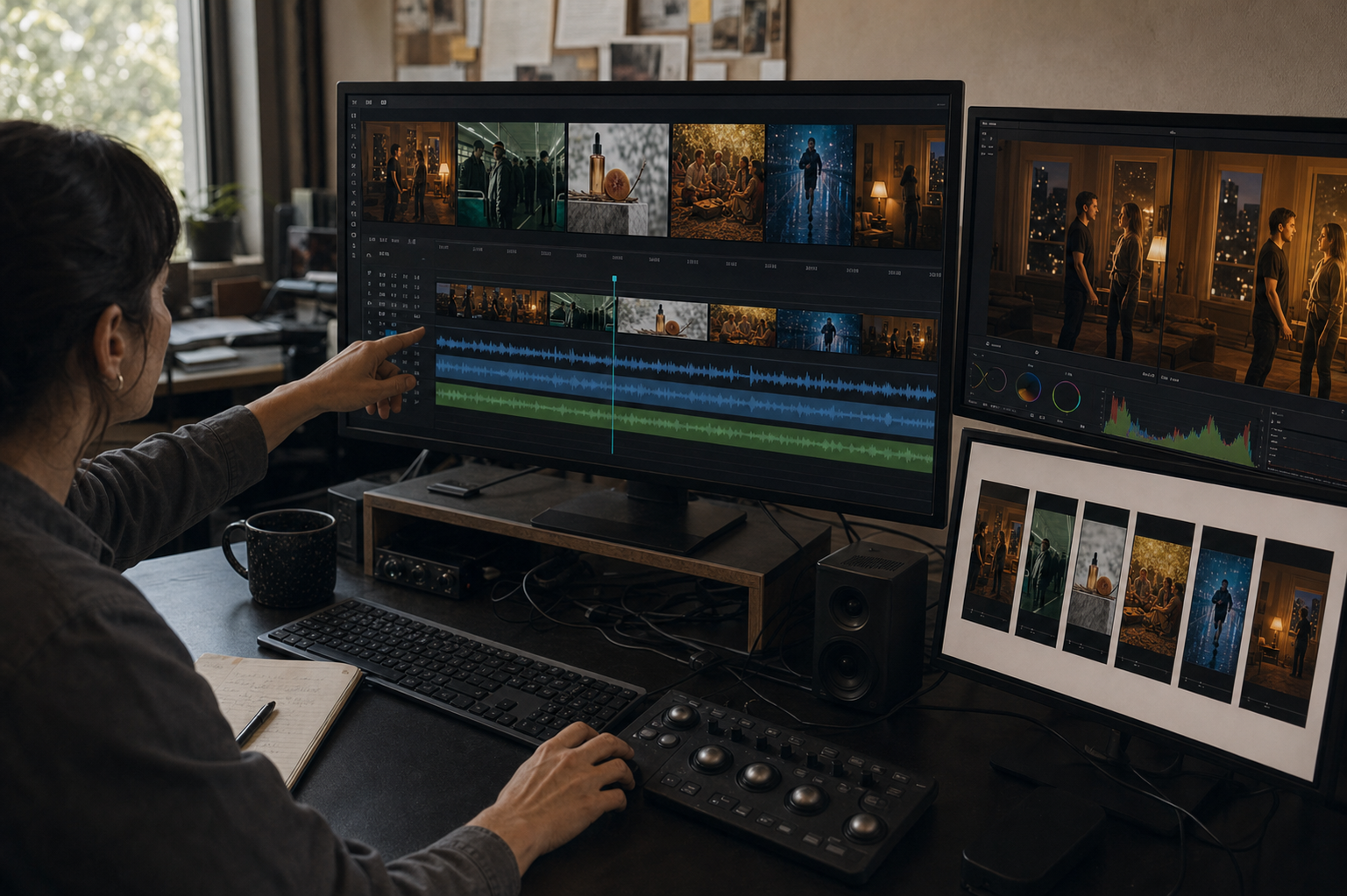Montaje de una campaña completa con escenas variadas, pistas de sonido, corrección de color y adaptaciones de formato